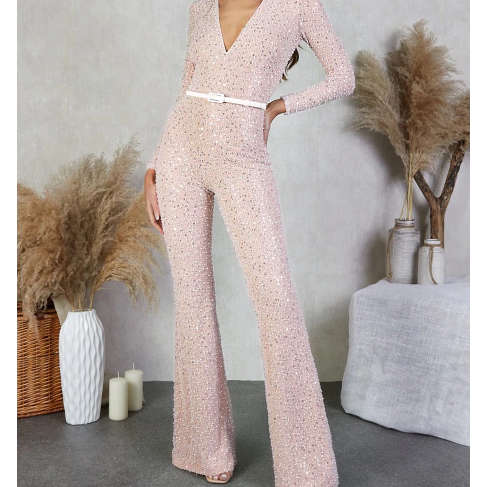 NWT Nadine Merabi Eliza White Jumpsuit Size S/M